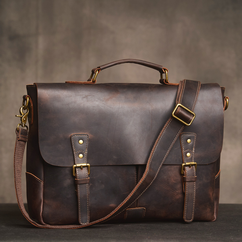 Genți de afaceri din piele naturală, piele de vită, primul strat, rezistentă la uzură, căptușeală poliester-bumbac, pentru călătorii de afaceri