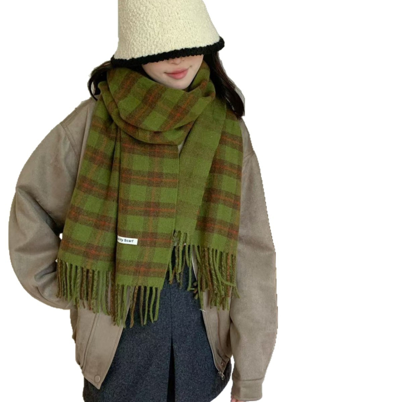 Șal din amestec de lână cu carouri, lungime lungă, iarna 2025