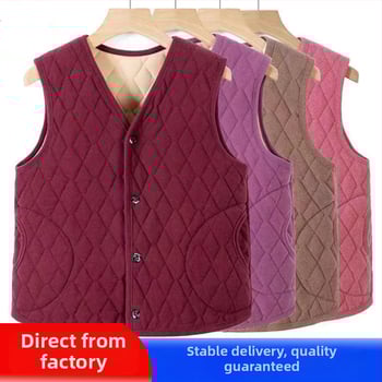 Жилетка за есенно-зимния сезон, рисунка Houndstooth, без яка, свободна кройка, материя: полиестер със спандекс, пълнеж: полиестер-памук