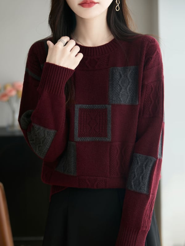 Женски плетен пуловер Andy Velvet, дебел жакард, кръгла яка, дълъг ръкав, свободен силует