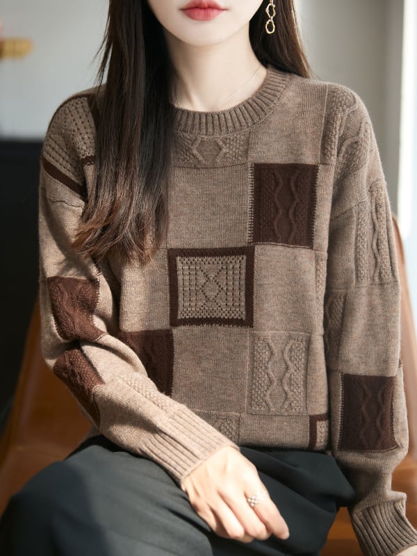 Женски плетен пуловер Andy Velvet, дебел жакард, кръгла яка, дълъг ръкав, свободен силует