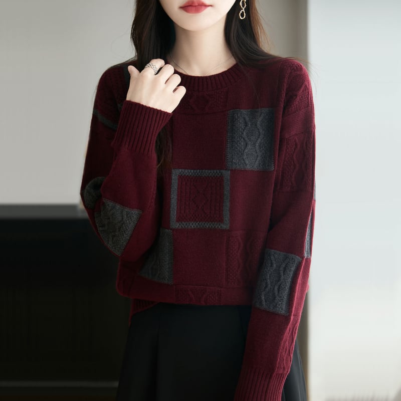 Женски плетен пуловер Andy Velvet, дебел жакард, кръгла яка, дълъг ръкав, свободен силует