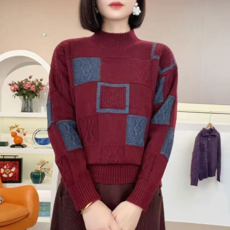 Женски плетен пуловер Andy Velvet, дебел жакард, кръгла яка, дълъг ръкав, свободен силует