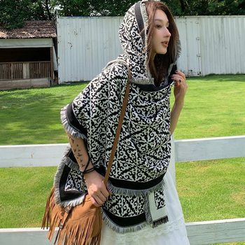 Warp-knit шал от имитационен кашмир, удължена дължина, запазва топлината, полиестрова тъкан