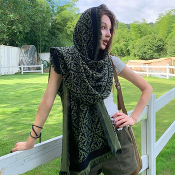 Warp-knit шал от имитационен кашмир, удължена дължина, запазва топлината, полиестрова тъкан