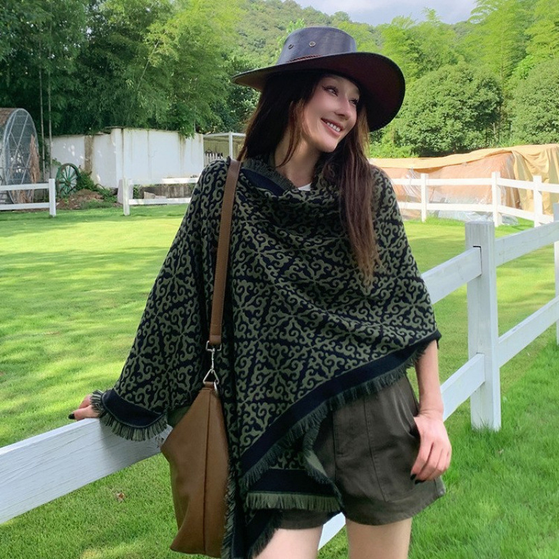 Warp-knit шал от имитационен кашмир, удължена дължина, запазва топлината, полиестрова тъкан