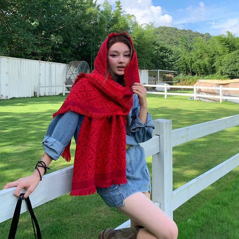 Warp-knit шал от имитационен кашмир, удължена дължина, запазва топлината, полиестрова тъкан