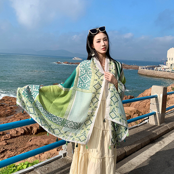 Boho šal za zaštitu od sunca za plažu – pamuk-poliesterska smjesa, twill pletenje, zaštita od sunca, četiri sezone