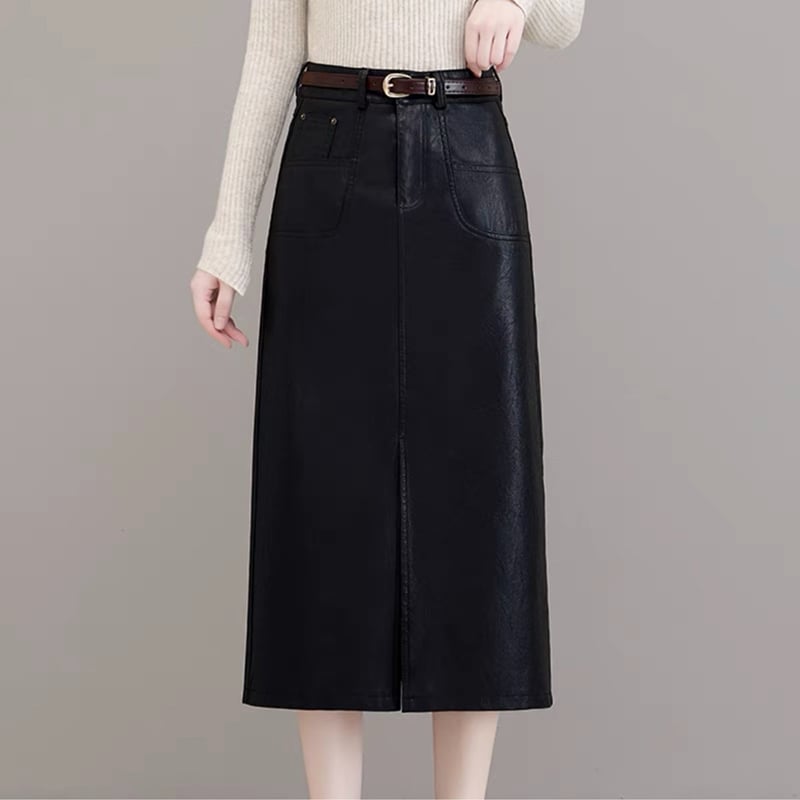 Jachetă de piele PU pentru femei – croială slim, guler polo, mâneci lungi, închidere cu un rând de catarame multiple, finisaj din piele spălată