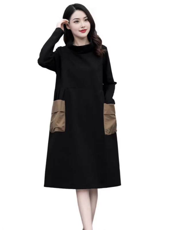 Midi haljina, poliester 70–80%, uzorak blokova, elegantan stil