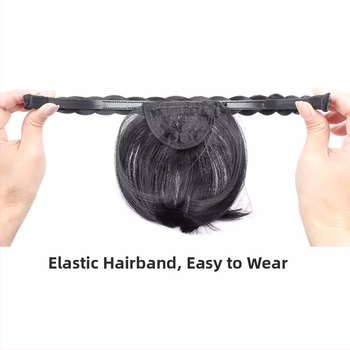 Perika s trakom za glavu i bangs, twist pletenica, visoko‑termalna vlakna, ravne šiške, bez toplog bojenja