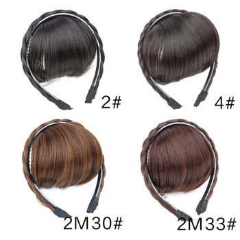 Perika s trakom za glavu i bangs, twist pletenica, visoko‑termalna vlakna, ravne šiške, bez toplog bojenja