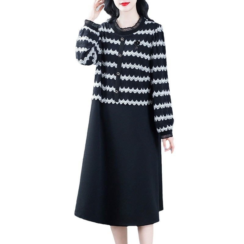 Haljina od šifona, dugi rukavi, casual gradski stil, duljina 103 cm, glavni materijal poliester 80–90%.