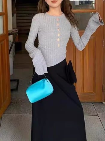 Пуловер за жени – Slim fit, кръгло деколте, дълги ръкави, едноцветен, овча кадифена материя; полиестер-спандекс смес