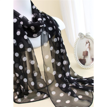 Шал от найлонов шифон с точков принт, пролет 2023, средна дължина, стил свеж и сладък