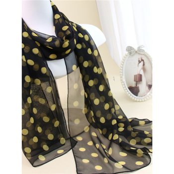 Шал от найлонов шифон с точков принт, пролет 2023, средна дължина, стил свеж и сладък