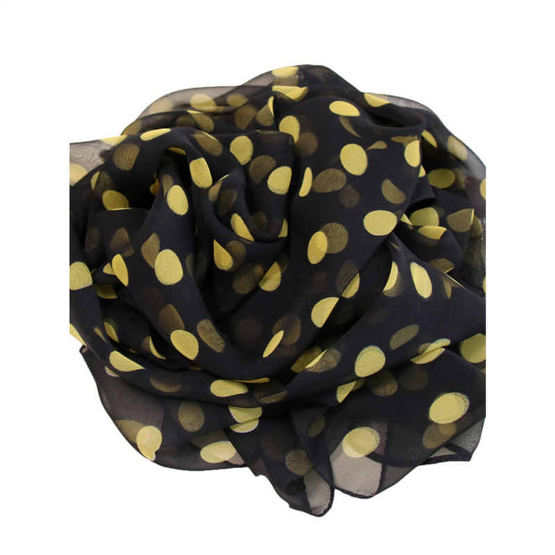 Шал от найлонов шифон с точков принт, пролет 2023, средна дължина, стил свеж и сладък