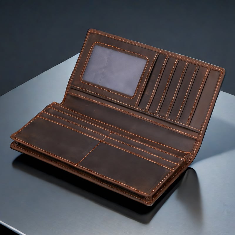 Rocktu Portofel din piele pentru bărbați, piele din primul strat, rezistent la uzură, căptușeală poliester, pentru utilizare zilnică