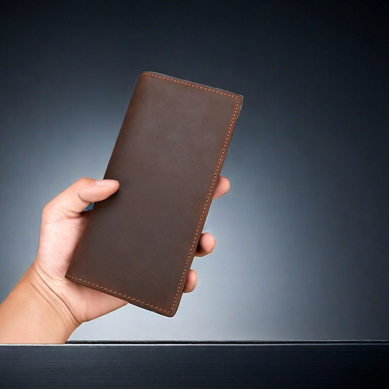 Rocktu Portofel din piele pentru bărbați, piele din primul strat, rezistent la uzură, căptușeală poliester, pentru utilizare zilnică