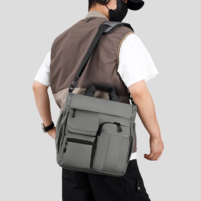 Muška crossbody torba za putovanja i poslovne prilike — Veliki kapacitet, Oxford platno, vodootporna, Više slojeva pretinaca, Kompatibilna s 14-inčnim prijenosnim računalom