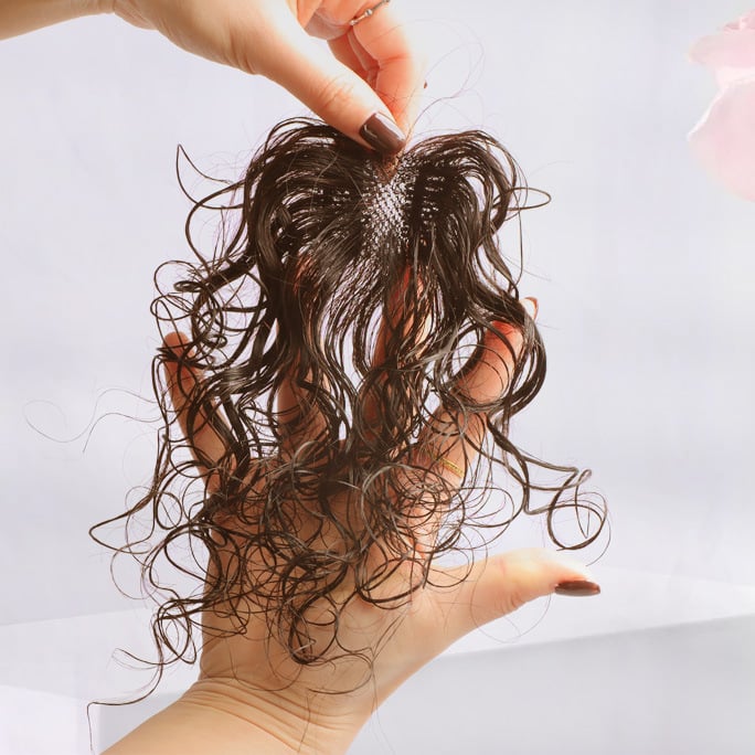 Top volumen dio kose za žene, prava ljudska kosa, ručno pletena, model 4x6 kovrčav, može se bojiti ili trajno