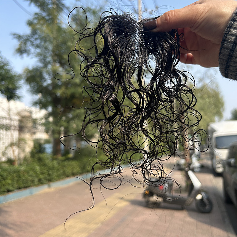 Top volumen dio kose za žene, prava ljudska kosa, ručno pletena, model 4x6 kovrčav, može se bojiti ili trajno