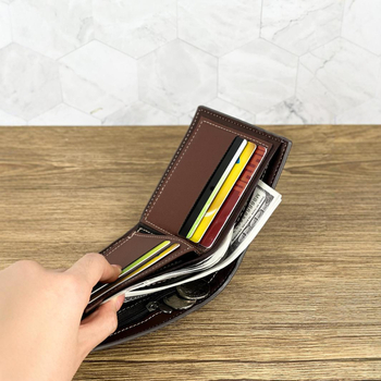 Portofel bărbați PU impermeabil, scurt, ultra-ușor 81,5 g, stil urban minimalist, pentru uz zilnic