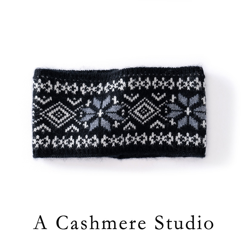 Korejskog stila pletena kašmirska traka za kosu s kariranim uzorkom, model mašna, široki rub, jesen 2025