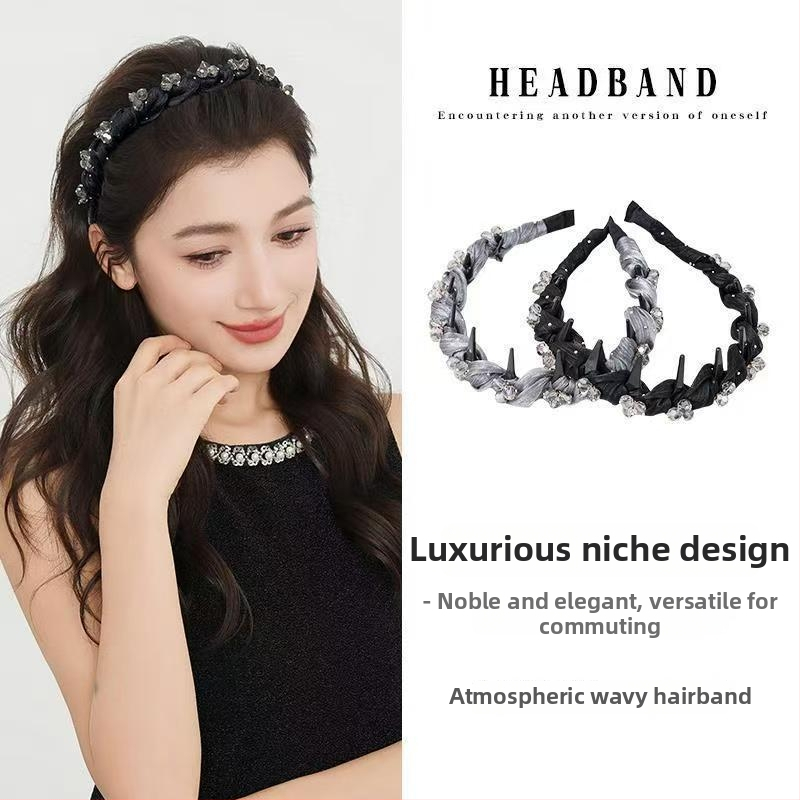 Diadem za kosu s kristalima, pletena kopča za kosu, ručno izrađena, elegantan stil za žene