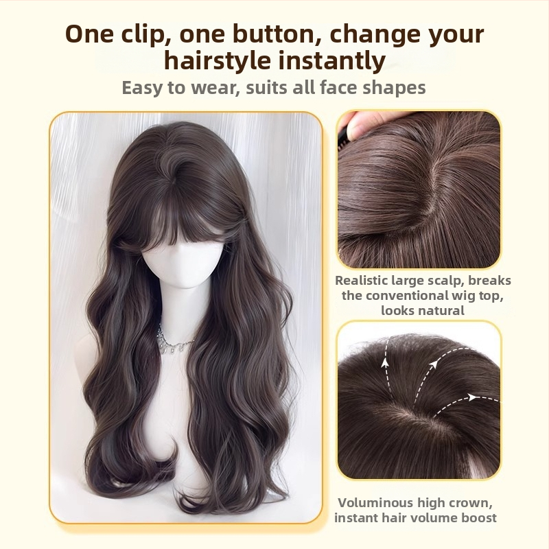 Perika za žene s velikim valovima, volumen, zračni fringe, vlakna otporna na toplinu, mehanizam