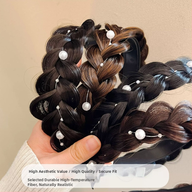 Čelavka za kosu s perlama i ribljom kostom (Materijal: sintetička svila s imitacijom perli; Izrada: ručna; Stil: sladak; Za žene)