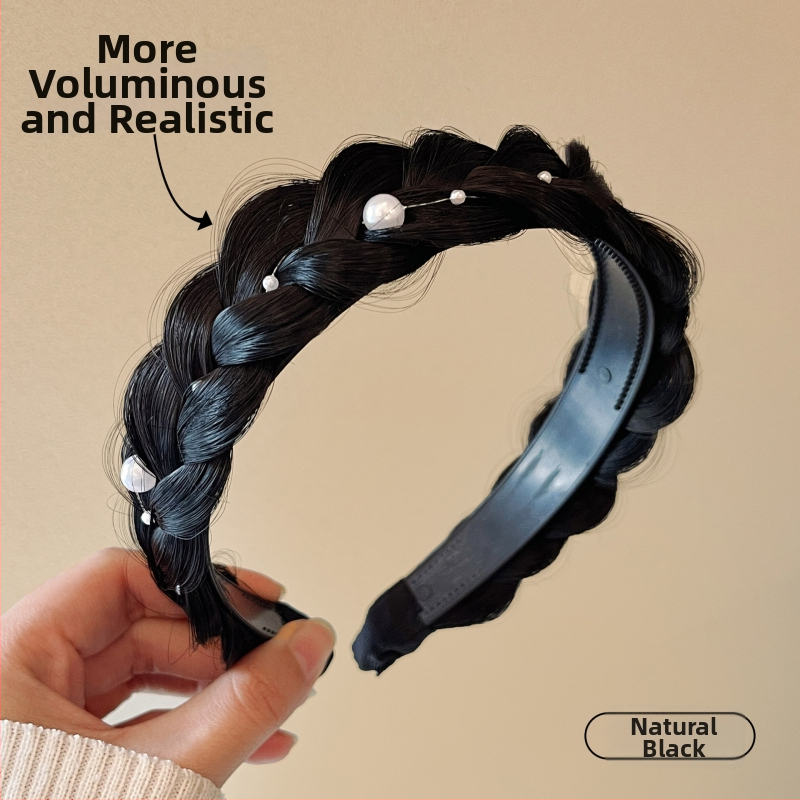 Čelavka za kosu s perlama i ribljom kostom (Materijal: sintetička svila s imitacijom perli; Izrada: ručna; Stil: sladak; Za žene)