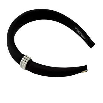 Bandă pentru păr cu perle, stil coreean, margine lată, din material, pentru femei, primăvara 2025, cu înălțime a coroanei