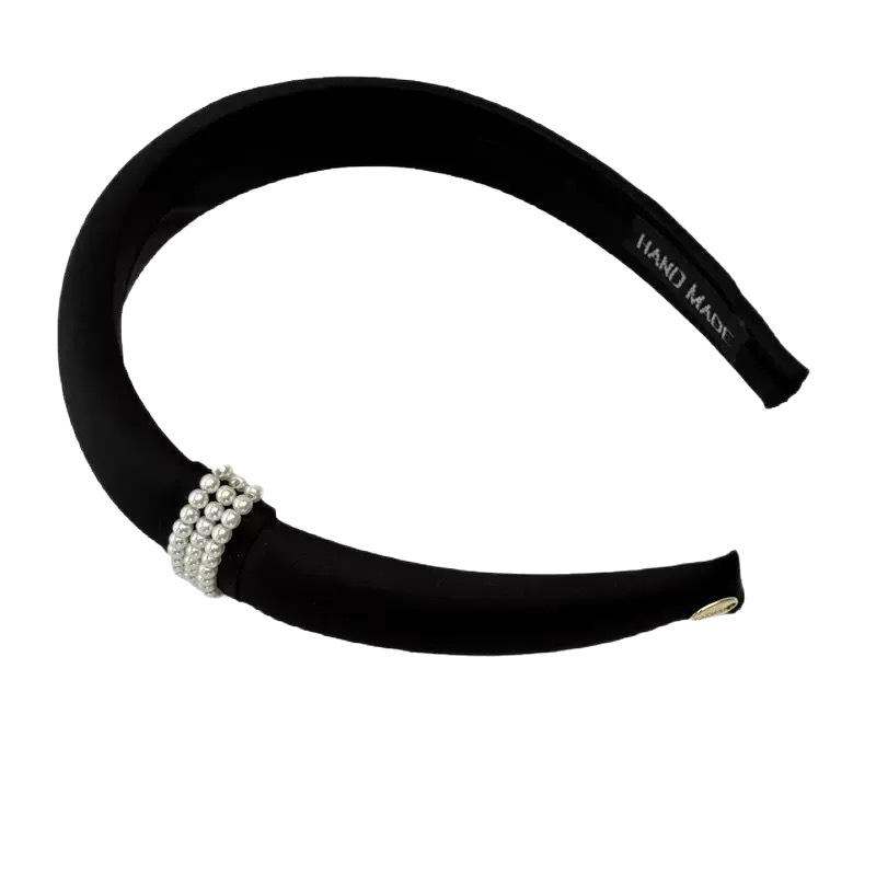 Bandă pentru păr cu perle, stil coreean, margine lată, din material, pentru femei, primăvara 2025, cu înălțime a coroanei