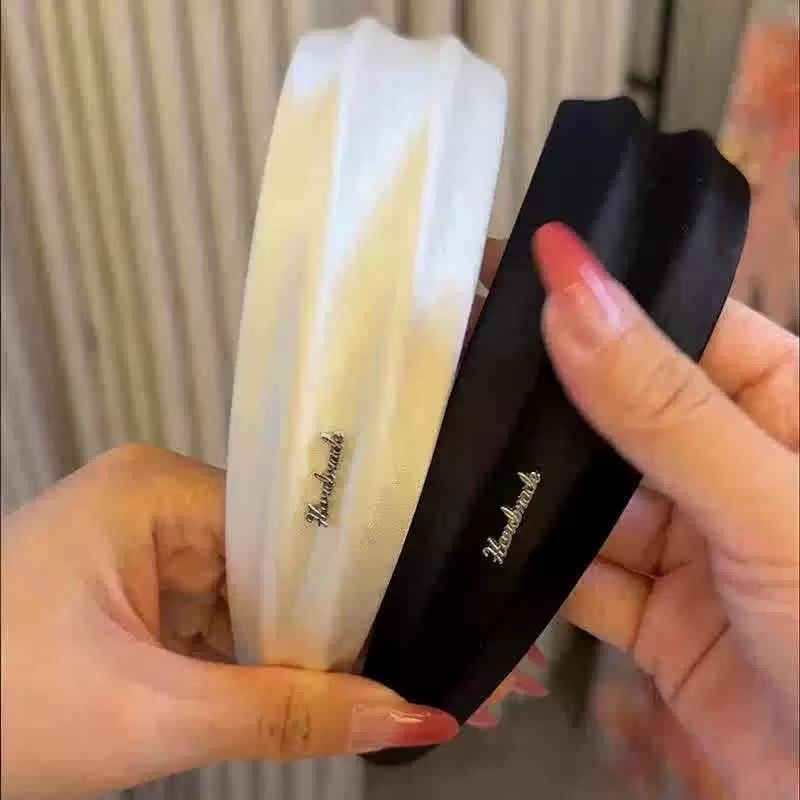 Bandă pentru păr cu perle, stil coreean, margine lată, din material, pentru femei, primăvara 2025, cu înălțime a coroanei