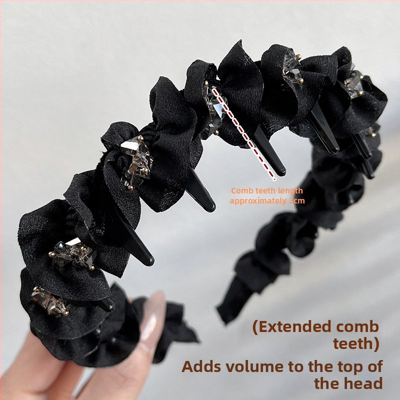 Xixun platnena traka za kosu sa zubima – ručno izrađena, korejski stil, za žene