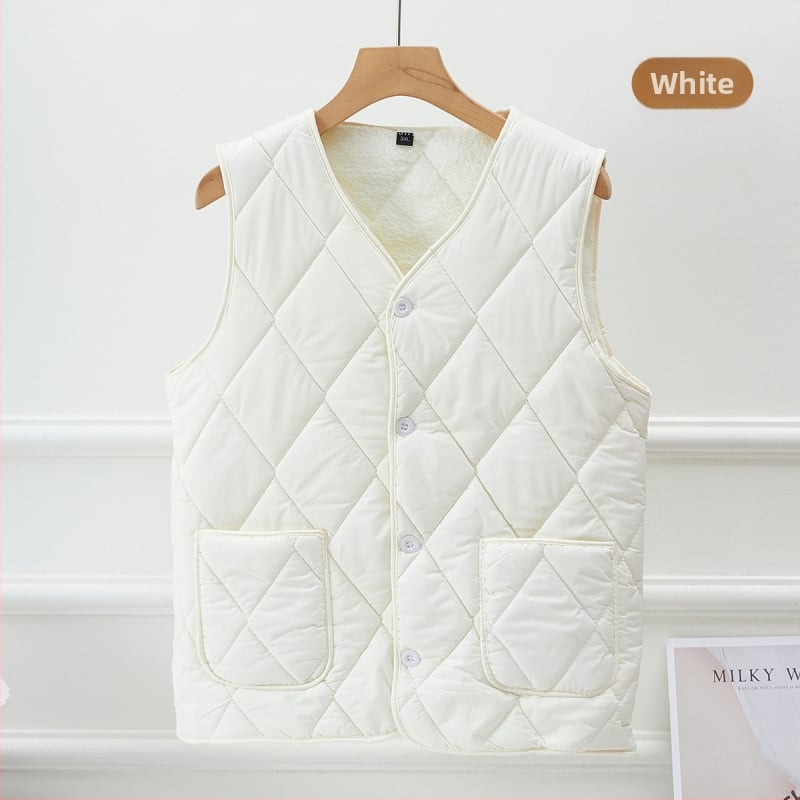 Женска жилетка от агнешки флис, подплата флис, пълнител полиестер-памук, V-образно деколте, закопчаване с едно копче, стил повседневен кардиган