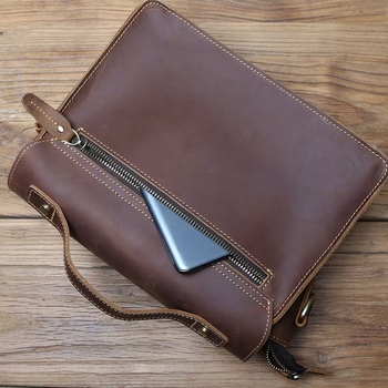 Muška crossbody torba Jin Hongwei od prave kože – višenamjenska, jednobojna, podstava od poliestera