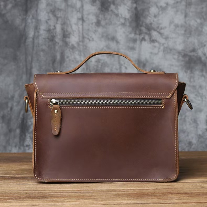 Muška crossbody torba Jin Hongwei od prave kože – višenamjenska, jednobojna, podstava od poliestera