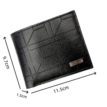 Portofel masculin - model geometric din piele PU, capacitate mare, închidere cu fermoar, stil street