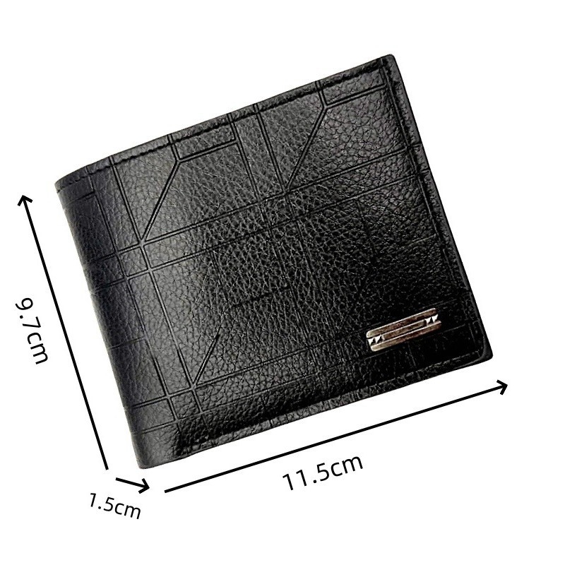 Portofel masculin - model geometric din piele PU, capacitate mare, închidere cu fermoar, stil street