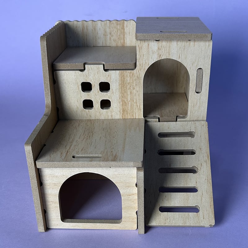 Casă pentru hamster din lemn, cu două etaje, brand Bamboo rhyme, pentru toate sezoanele