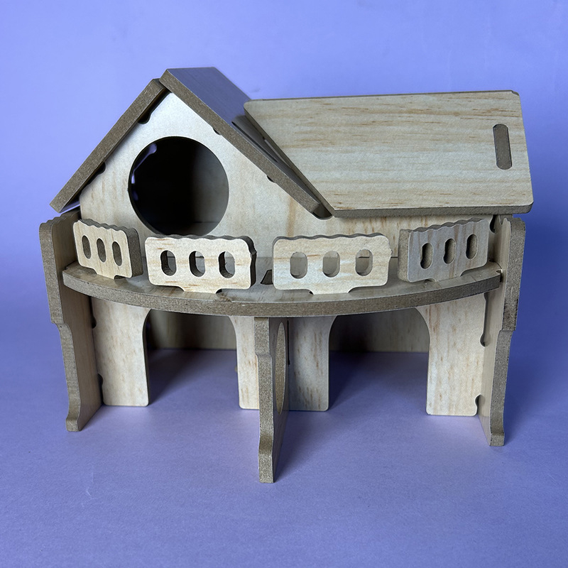 Casă pentru hamster din lemn, cu două etaje, brand Bamboo rhyme, pentru toate sezoanele