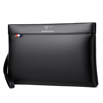 Muška kožna clutch torba za poslovna putovanja, prvi sloj teleće kože, otporna na habanje, pogodno za 8-inčni laptop