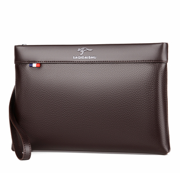 Muška kožna clutch torba za poslovna putovanja, prvi sloj teleće kože, otporna na habanje, pogodno za 8-inčni laptop