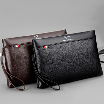 Muška kožna clutch torba za poslovna putovanja, prvi sloj teleće kože, otporna na habanje, pogodno za 8-inčni laptop