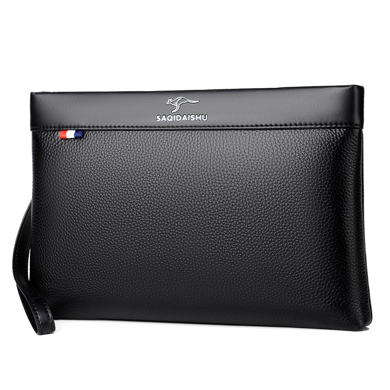 Muška kožna clutch torba za poslovna putovanja, prvi sloj teleće kože, otporna na habanje, pogodno za 8-inčni laptop