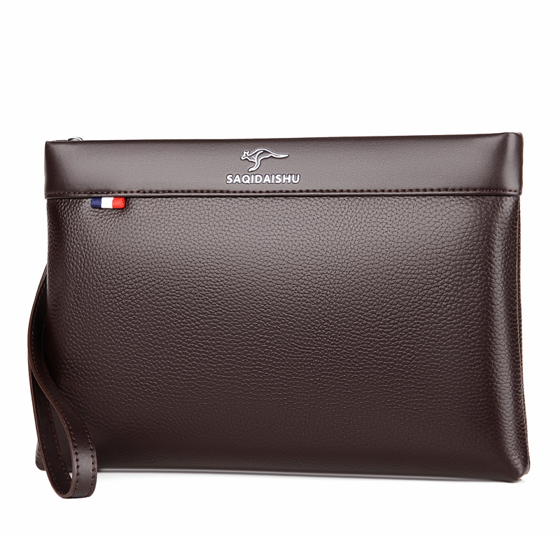 Muška kožna clutch torba za poslovna putovanja, prvi sloj teleće kože, otporna na habanje, pogodno za 8-inčni laptop