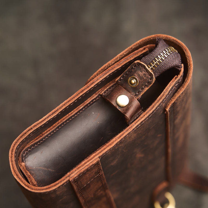 Clutch bărbătesc din piele naturală, piele de vită de prim strat, Crazy Horse, capacitate mare, rezistent la uzură, căptușeală din poliester