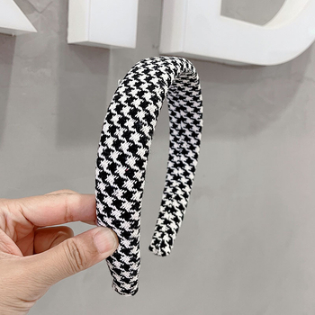 Obruč za kosu od spužve s kariranim uzorkom, U-oblik, ručno izrađeno, za žene, jesen 2022